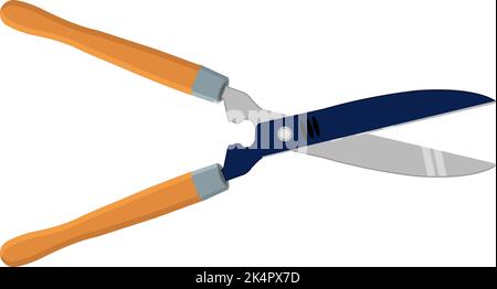 Gardening hedge trimmer, illustration, vector on a white background. Stock Vector
