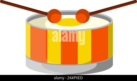 Yellow and orange drums, illustration, vector on a white background. Stock Vector