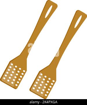 Wooden spatula, illustration, vector on a white background. Stock Vector