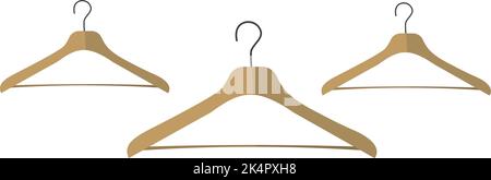 Wooden clothing hangers, illustration, vector on a white background. Stock Vector
