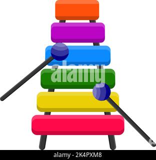 Colorful Xylophon, illustration, vector on a white background. Stock Vector