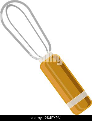Wooden whisk, illustration, vector on a white background. Stock Vector
