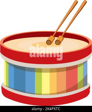 Colorful drum, illustration, vector on a white background. Stock Vector