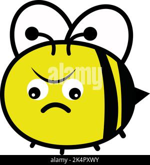 Angry bee, illustration, vector on a white background. Stock Vector