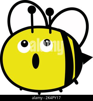 Surprised bee, illustration, vector on a white background. Stock Vector