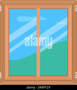 Two part window, illustration, vector on a white background. Stock Vector