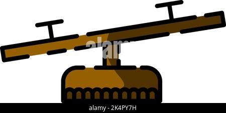 Amusment park see saw, illustration, vector on a white background. Stock Vector