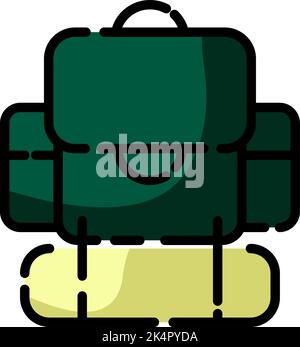 Camping backpack, illustration, vector on a white background. Stock Vector