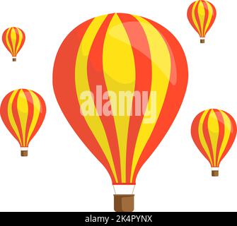 Five hot air balloons, illustration, vector on a white background. Stock Vector