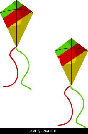 Two kites, illustration, vector on a white background. Stock Vector
