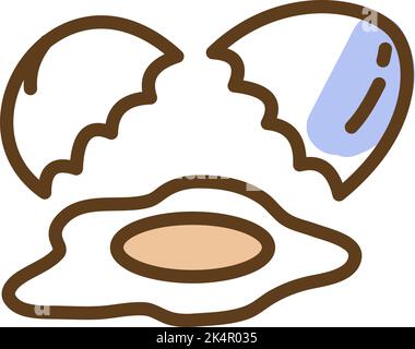 Cracked egg, illustration, vector on a white background. Stock Vector