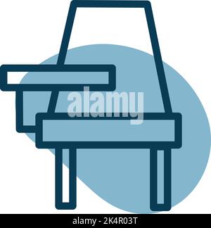 Study desk, illustration, vector on a white background. Stock Vector