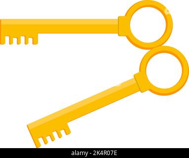Two old keys, illustration, vector on a white background. Stock Vector