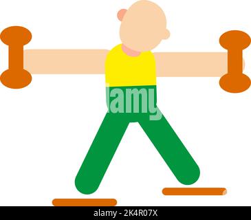 Athlete with dumbbells, illustration, vector on a white background. Stock Vector