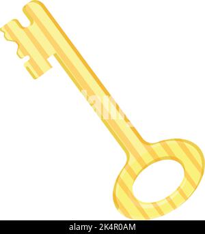 Golden key, illustration, vector on a white background. Stock Vector