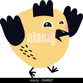 Surprised bird, illustration, vector on a white background. Stock Vector