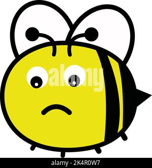 Sad bee, illustration, vector on a white background. Stock Vector