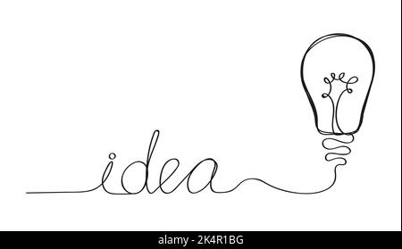 Metaphor of big idea in doddle, line style. Finding solution in business. Idea text in sketch style. Brainstorming concept vector. Creative thinking. Stock Vector