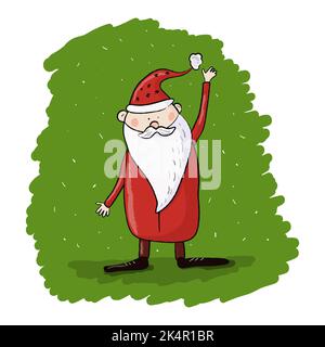 Santa Claus. Hand drawing Christmas greeting card. Stock Vector