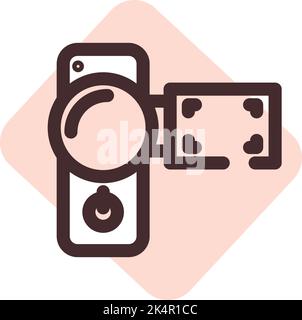 Broadcast pocket camera , illustration, vector on a white background. Stock Vector