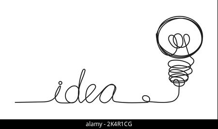 Metaphor of big idea in doddle, line style. Finding solution in business. Idea text in sketch style. Brainstorming concept vector. Creative thinking. Stock Vector