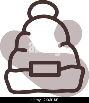 Brown winter cap , illustration, vector on a white background. Stock Vector