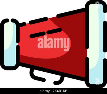 Cinema megaphone, illustration, vector on a white background. Stock Vector