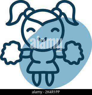 Colledge cheerleader, illustration, vector on a white background. Stock Vector