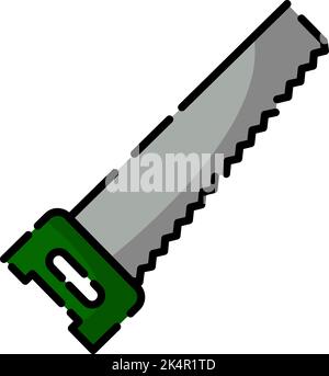 Gardening hand saw, illustration, vector on a white background. Stock Vector