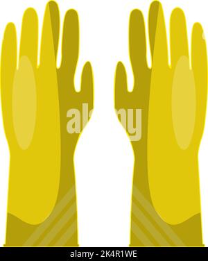 Yellow rubber gloves, illustration, vector on a white background. Stock Vector