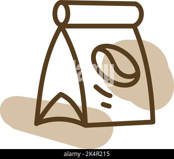 Coffee bag, illustration, vector on a white background. Stock Vector