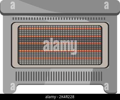 Grey electric heater, illustration, vector on a white background. Stock Vector