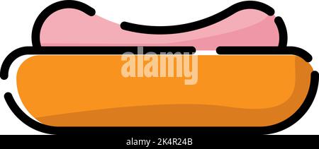 Fresh hotdog, illustration, vector on a white background. Stock Vector