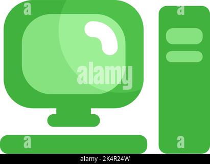 Green pc case, illustration, vector on a white background. Stock Vector