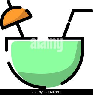 Coconut juice, illustration, vector on a white background. Stock Vector