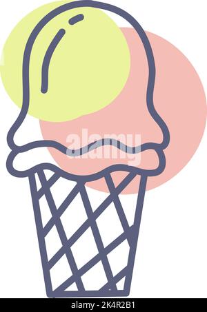 Two scoops of ice cream, illustration, vector on a white background. Stock Vector