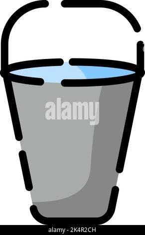 Gardening bucket, illustration, vector on a white background. Stock Vector