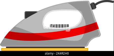 Red clothing iron, illustration, vector on a white background. Stock Vector