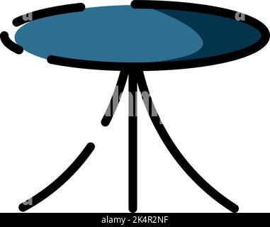 Blue round table, illustration, vector on a white background. Stock Vector