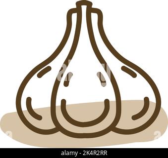 Garlic cloves, illustration, vector on a white background. Stock Vector