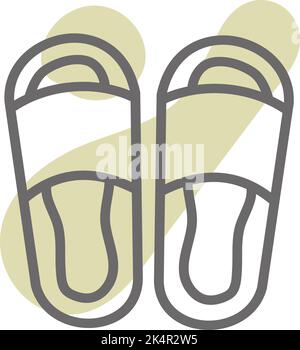 Home slippers, illustration, vector on a white background. Stock Vector