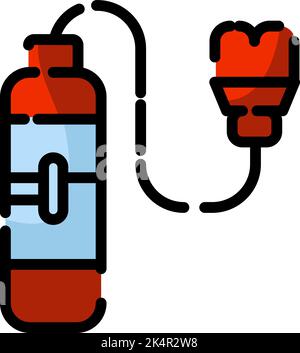 Firefighter oxygen provider, illustration, vector on a white background. Stock Vector