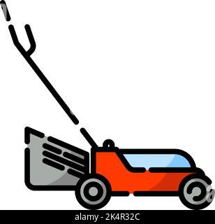 Lawn mower, illustration, vector on a white background. Stock Vector