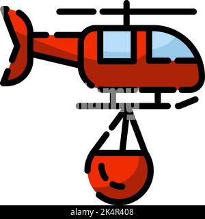 Firefighter helicopter, illustration, vector on a white background. Stock Vector