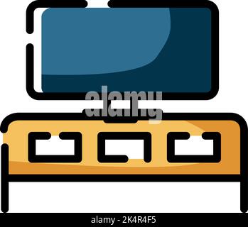 TV table, illustration, vector on a white background. Stock Vector