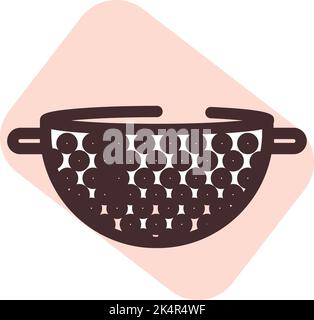 Kitchen colander, illustration, vector on a white background. Stock Vector