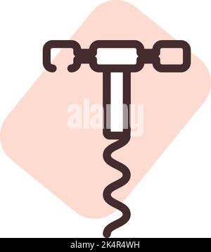 Kitchen corkscrew, illustration, vector on a white background. Stock Vector