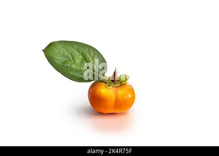 fresh ripe persimmon isolated on white background Stock Photo