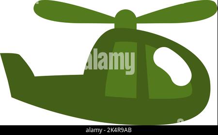 Military green helicopter, illustration, vector on a white background. Stock Vector