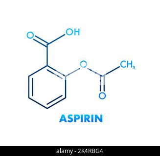 Acetylsalicylic, aspirin concept chemical formula icon label, text font vector illustration Stock Vector